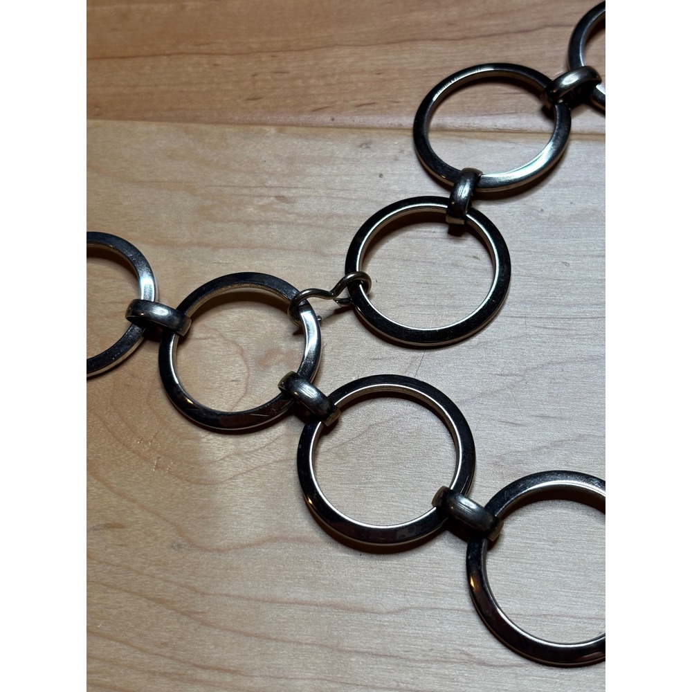 Chain Belt Women One Size Silver Tone Round O-Ring Adjustable Unbranded - Picture 5 of 9